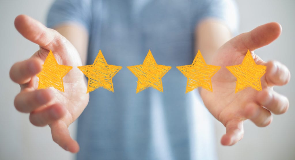 5 stars that clients can click on to Rate and Review You With Flodesk
