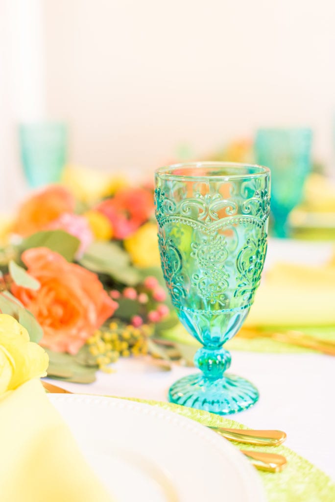 This ornate blue cup is perfect for toasting the newlyweds during their wedding reception timeline.