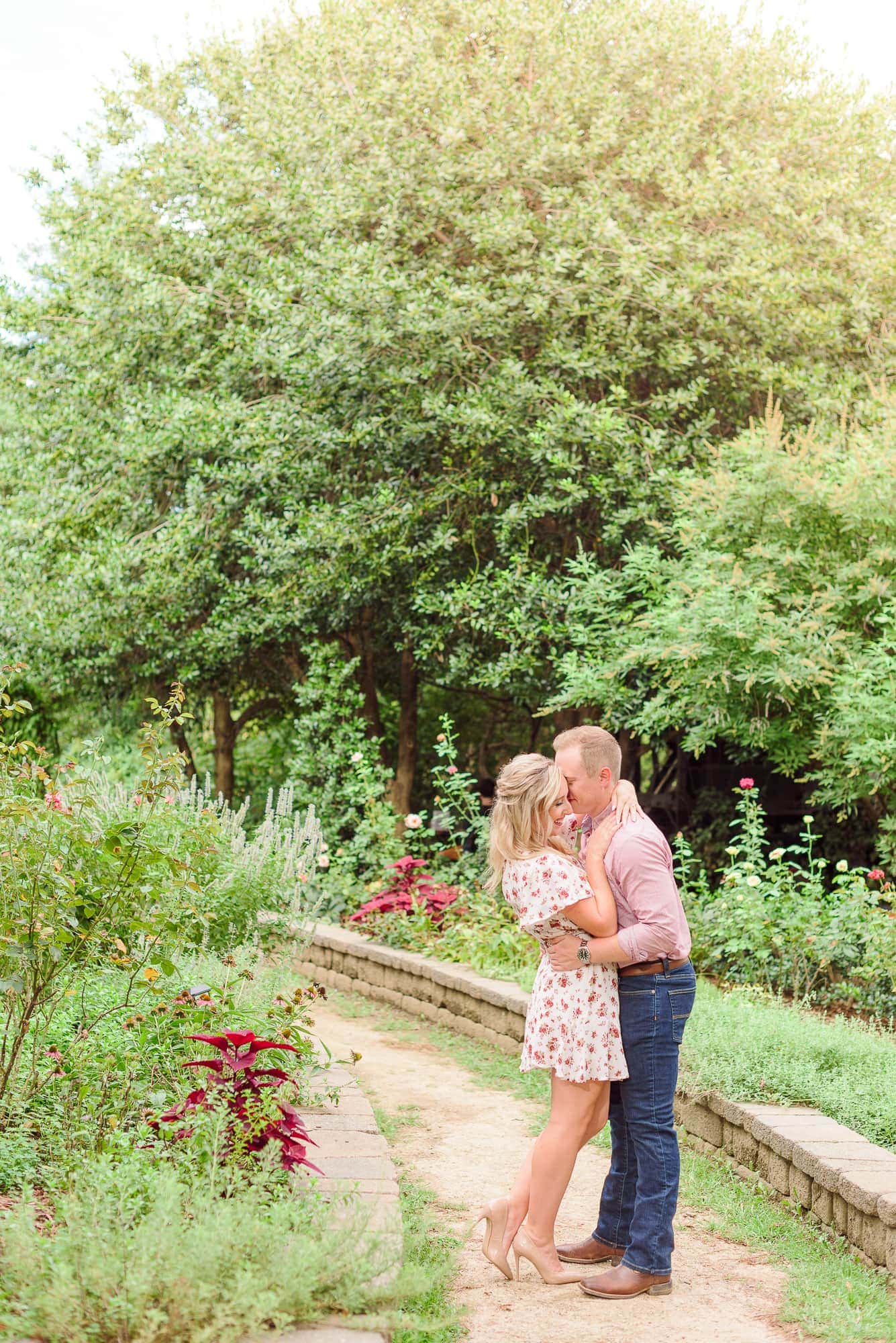 A gorgeous dirt path lined with flowers at this Charlotte Rose Garden.
