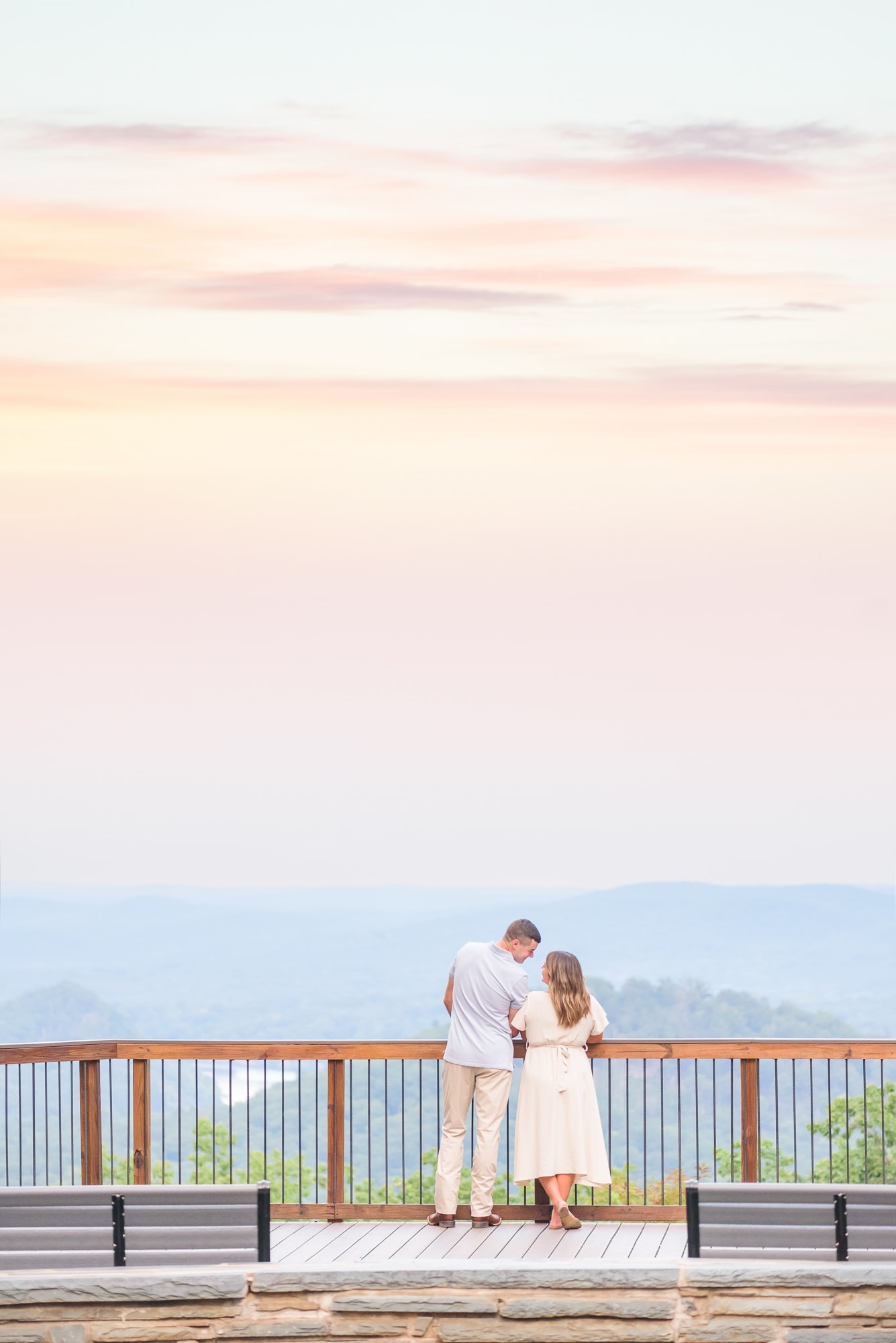 One of North Carolina's most beautiful mountain views can be found at Morrow Mountain, the perfect backdrop for engagement photos.