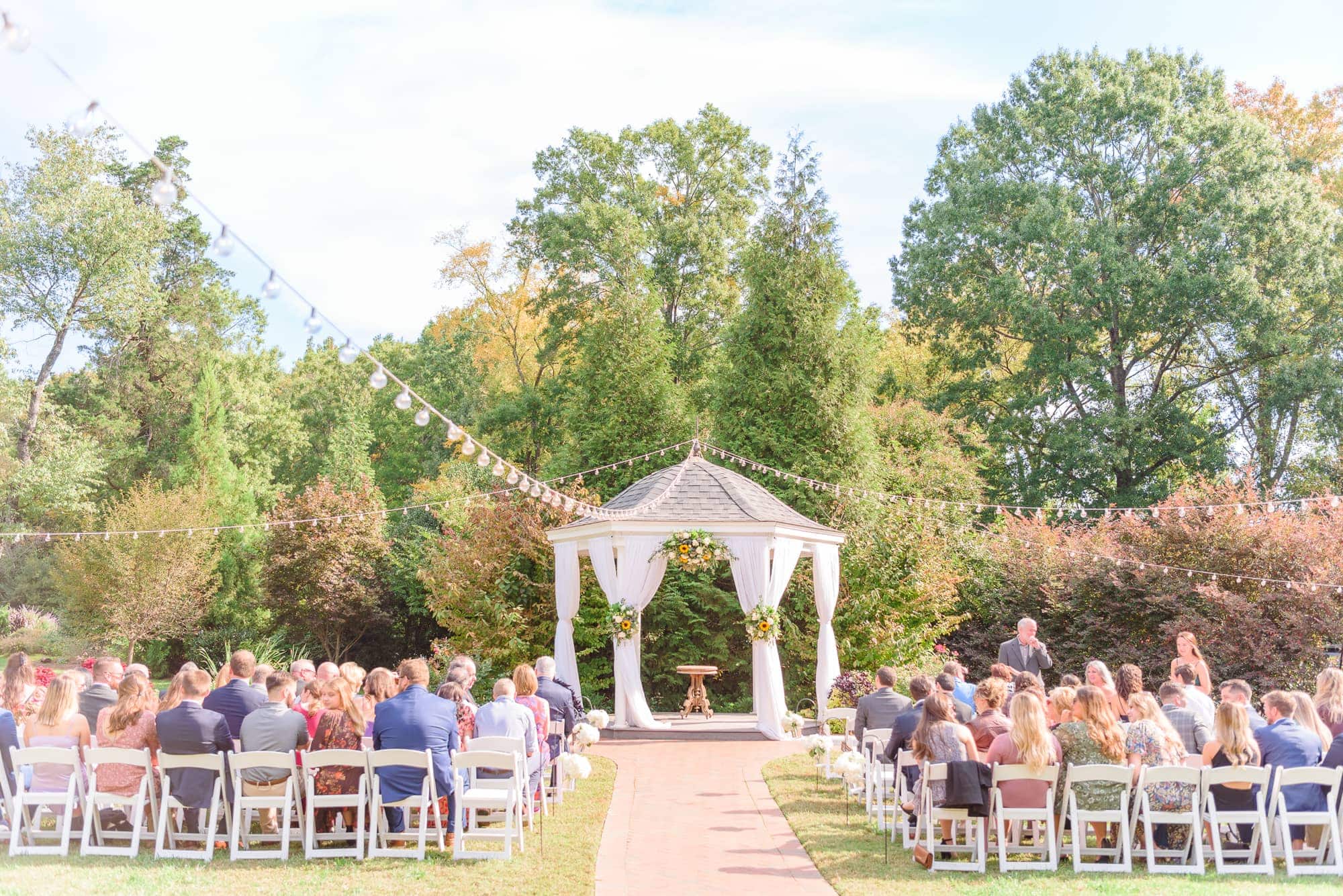 The ceremony site at Alexander Homestead in Charlotte has a beautiful gazebo on the lawn.