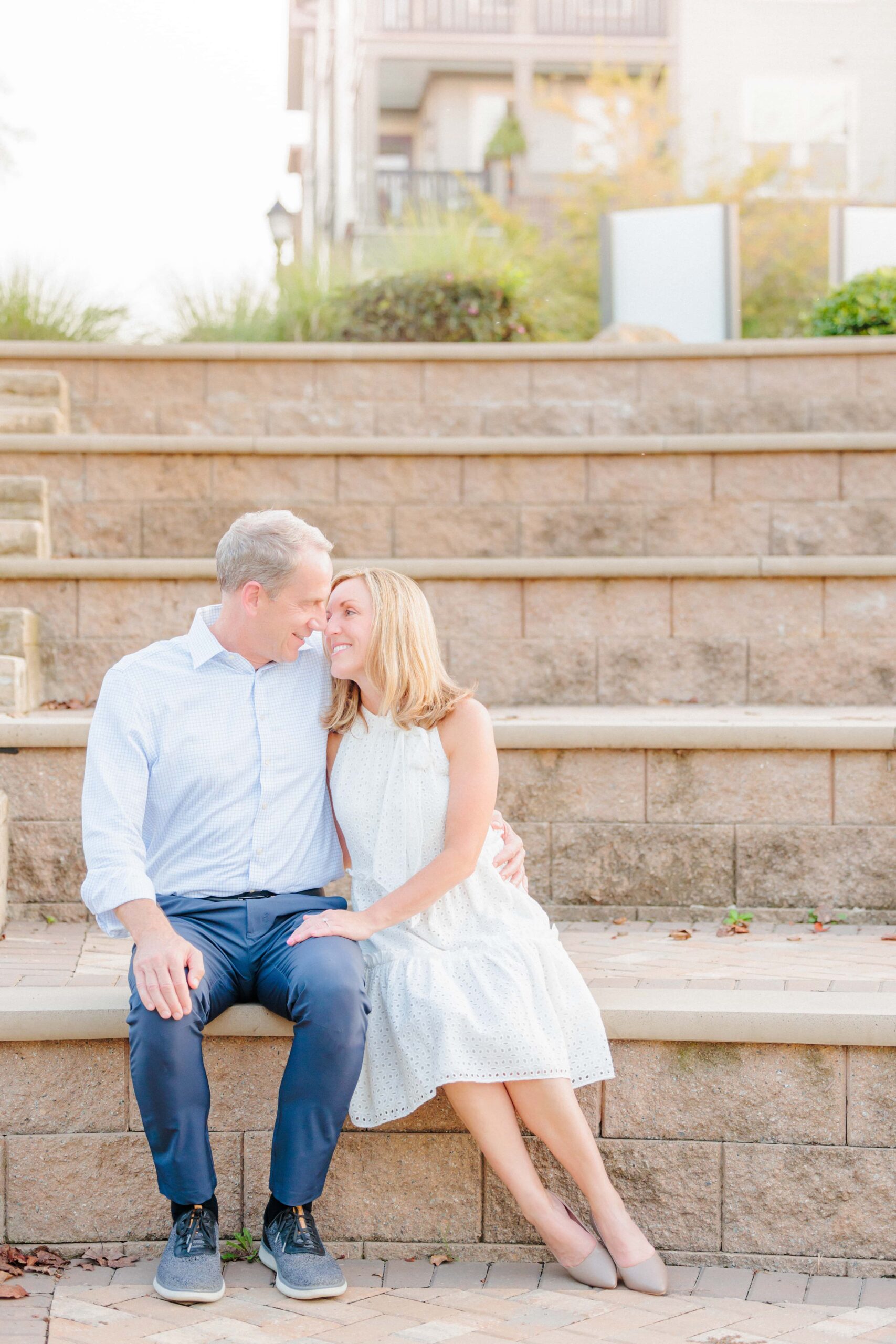 This image of Janet and Matt sitting on the stone steps together was taken in Rock Hill, SC.