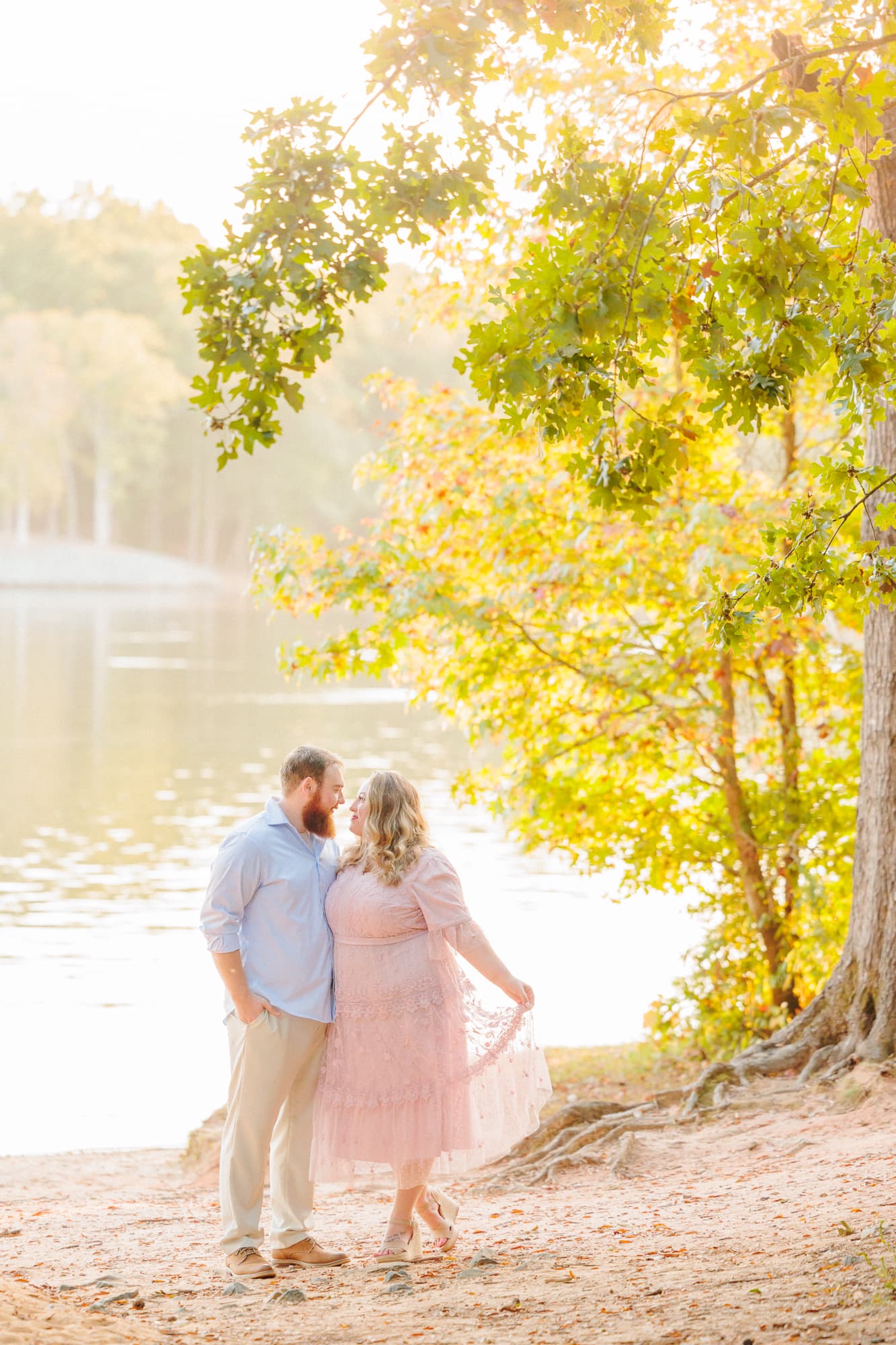Huntersville engagement photos by the lake.