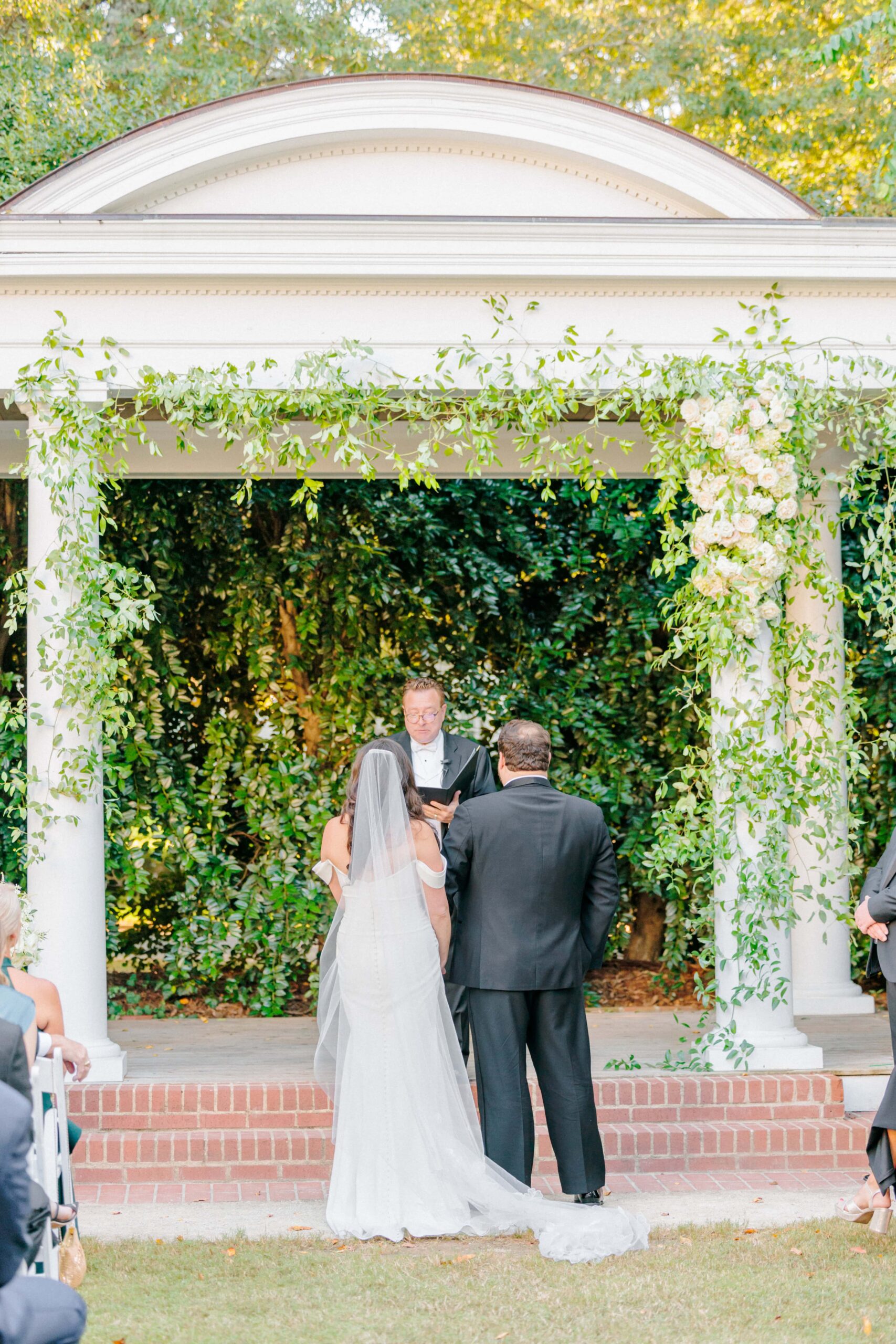 A wedding ceremony at the Duke mansion in Charlotte, NC.