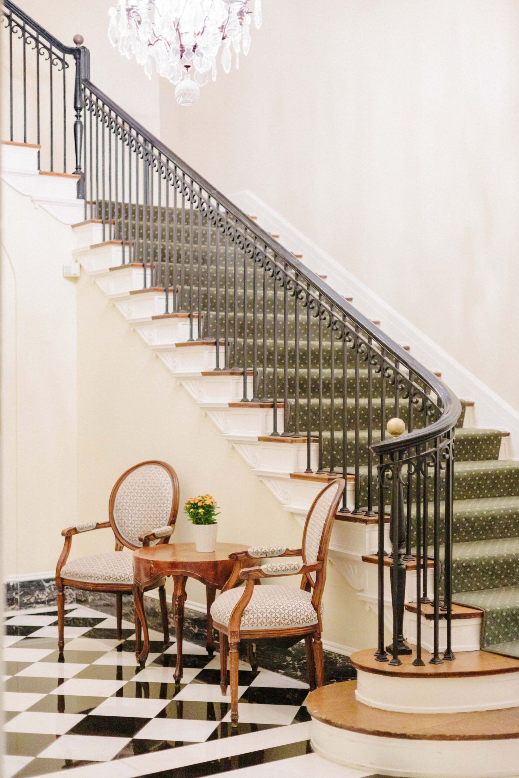 The staircase inside the Duke Mansion, a great spot for wedding photos.